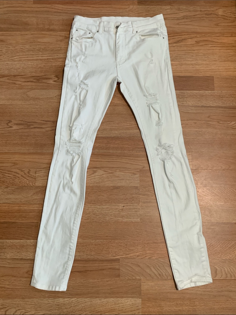 MNML White Distressed Skinny Jeans
